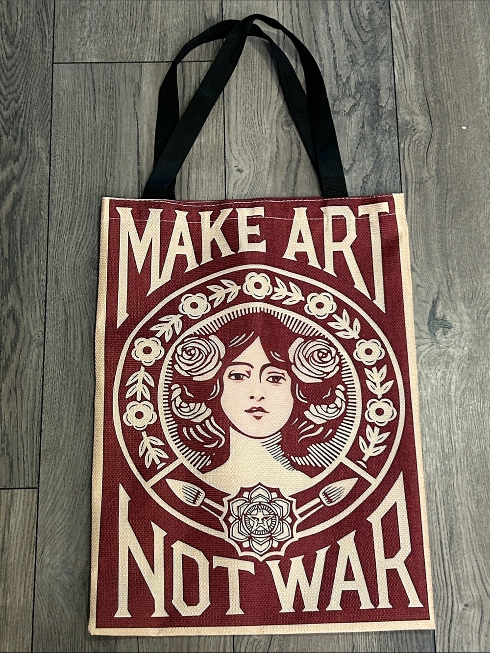 Make Art Not War Red Canvas Tote